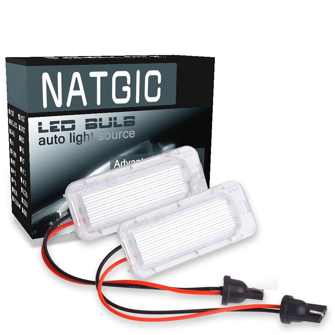 NATGIC 3528 18 SMD LED Bulb License Number Plate Light Lamps CanBus (Pack of 2)