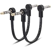 Shaevle TRS Guitar Patch Cable 1/4 inch Right Angle Effect Pedal Cord | Noise Free Pedal Board Patch Cables, Low Profile Stereo TRS Effect Patch Cords for Pedals (6IN+6IN)