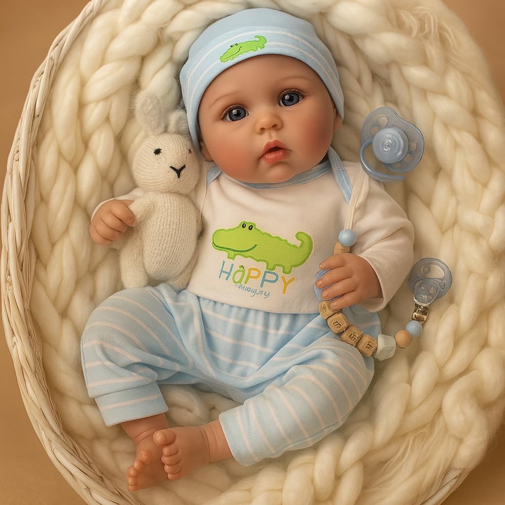Photo 1 of SCOM Lifelike Reborn Baby Dolls - 16 inch Realistic Baby Toddler Dolls Soft Cloth Body Vinyl Limbs, with Clothes and Doll Accessories Gifts for Kids Age 3+