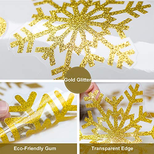 Aelfox Gold Christmas Window Clings, Christmas Door Decorations Christmas Stickers Decals Wall Sticker for Home/Office/Shop/Classroom/Glass/Holiday Christmas Decorations - Thumbnail 3