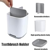 Toothbrush Holder, 3 Slots Organizer with Drainage Holes, Grey view 3
