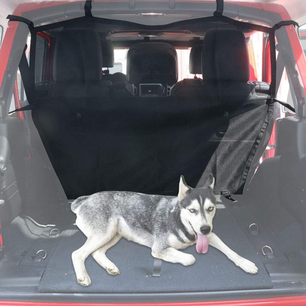 BESTAOO Dog Barrier, Pet Dog Car Barrier Seat Mesh Obstacle Polyester Dog Backseat Barrier for Jeep Wrangler jl Sahara 4 Door