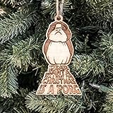 Ornament - Dear Santa All I Want for Christmas is a Porg - Raw Wood 5x3n