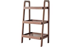 Vadisun 100% Solid Oak Wood Ladder Bookshelf, Floor Storage Bookshelf with Four-Sided Baffle Design, Side Table Open Shelf for Living Room,Kitchen Room,Bathroom