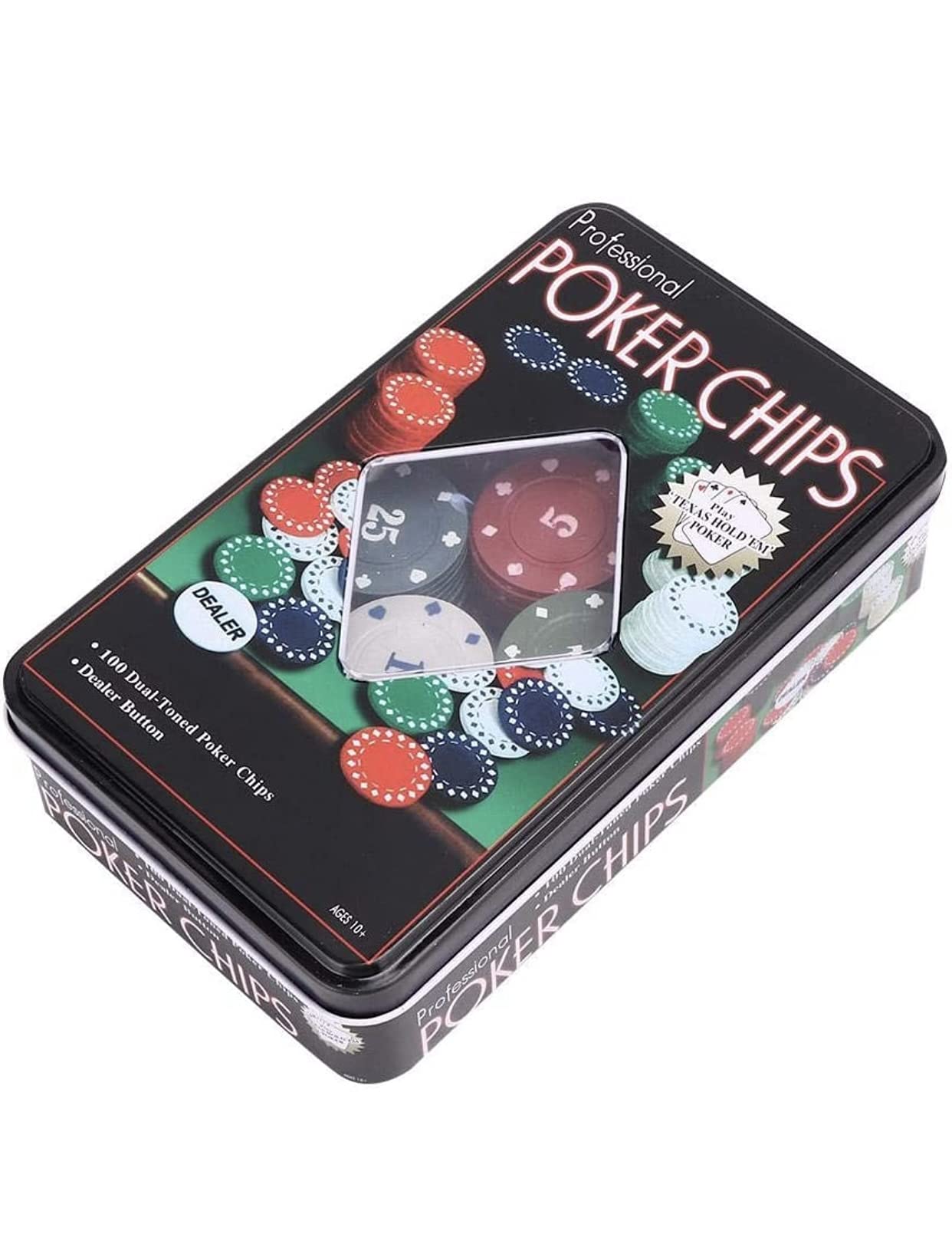 Poker Set - Professional Poker Set - For The Whole Family - Educational and Creative Games - Set of 100 Pieces + 1 Button Dealer + Game Guide