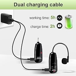 XIAOKOA Wireless Microphone Headset,UHF Dual