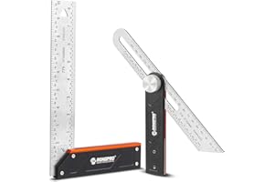 RONGPRO 10Inch Woodworking Square Ruler and T-Bevel Gauge Set - 1/16" Precision,Sliding T-Bevel and T Measurements Ruler, Aluminum Handle Carpenter Square Layout Tool for Woodworking -Imperial…