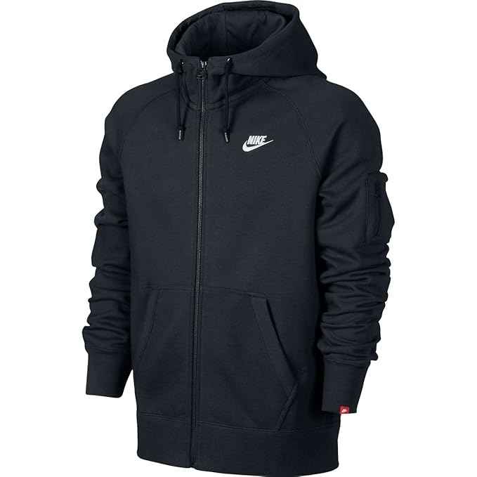 Nike Men's Fleece Jacket Full Zip, black/white Amazon.co.uk Sports