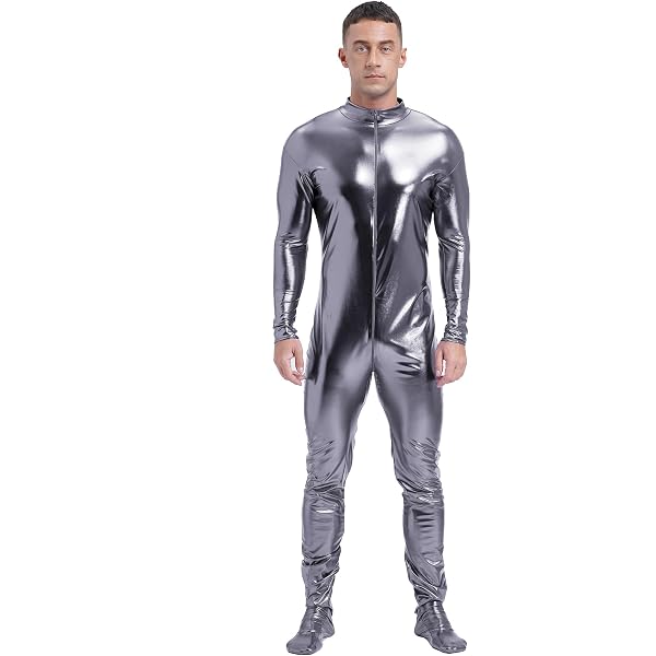 Costume Robot Squelette Halloween Homme - Combinaison élastique Argentée Avec Housses De Manches