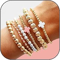Amazon.com: HUASAI Gold Beaded Bracelet Stack for Women