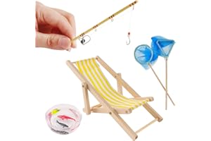 BBIAMSLEEP 5 Pieces Miniature Fishing Rod Life Scene Christmas Elf Fishing Accessories Fishing Cake Decoration Fish Cake Topper Fish Bowl Gone Fishing Net Miniature Fishing Accessories