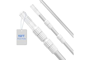 WXFANA 15FT (450cm) Telescopic Pool Pole, Pool Skimmer Pole Heavy Duty, Adjustable 3 Piece Expandable Step-Up, Universal Pole