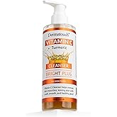 DERMATOUCH® Vitamin C Cleanser Water with Turmeric, Gentle Foaming Facial Cleanser for Daily Use, Helps Remove Impurities, All Skin Types, Made in USA, 8 Fl Oz
