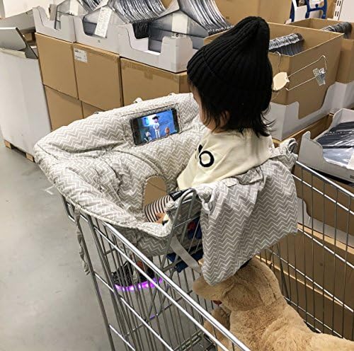Baby Shopping Cart Cover & High Chair Cover, Universal Size, Harness System, Soft Comfort Cushioning, Protects Against Germs (Unisex Gray)