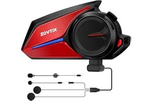 ZOVTIX Motorcycle Helmet Headset Support 8 Riders Group Intercom Communication System X8 Intercom with Music Sharing/HiFi Sound/3 EQ Music Modes/DSP&CVC Noise Cancellation/IP67/FM Radio/Wake up Siri - 1 Pack