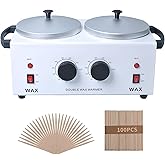 Double Wax Warmer Professional,Wax pot for Hair Removal with Adjustable Temperature Set, Portable Professional Wax Heater for spa and Salon,Body with 200pcs Wax Sticks