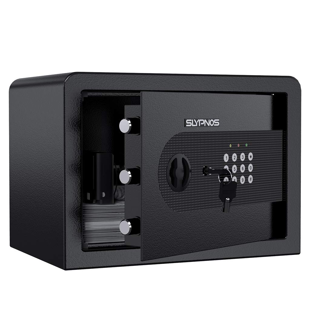 Electronic Digital Security Safe Box, Solid Steel Construction Hidden with Deadbolt Lock Wall-Anchoring Design for Home Office Hotel Business Jewelry Gun Cash Medication (0.8 Cubic Feet)
