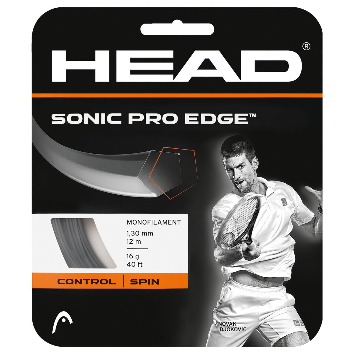 HEAD Unisex's Sonic Pro Edge Set Racquet String-Multi-Colour, Size 17