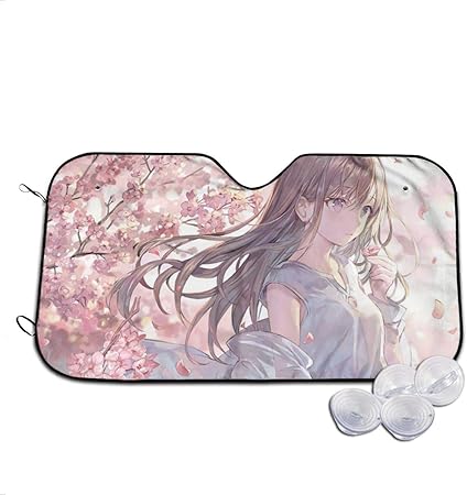 Amazon アニメの女の子桜 サンシェード 車 グラス 日よけ 折りたたみ カーサンシェード 遮光 断熱 紫外線対策 日焼け防止 簡単着脱 日除け 車 バイク 車 バイク