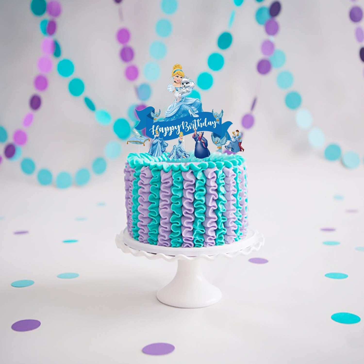 Amazon アクリルシンデレラハッピーバースデーケーキトッパーセット プリンセスシンデレラテーマ誕生日パーティー用品 ディズニープリンセスケーキデコレーション 7点 デコレーションツール オンライン通販