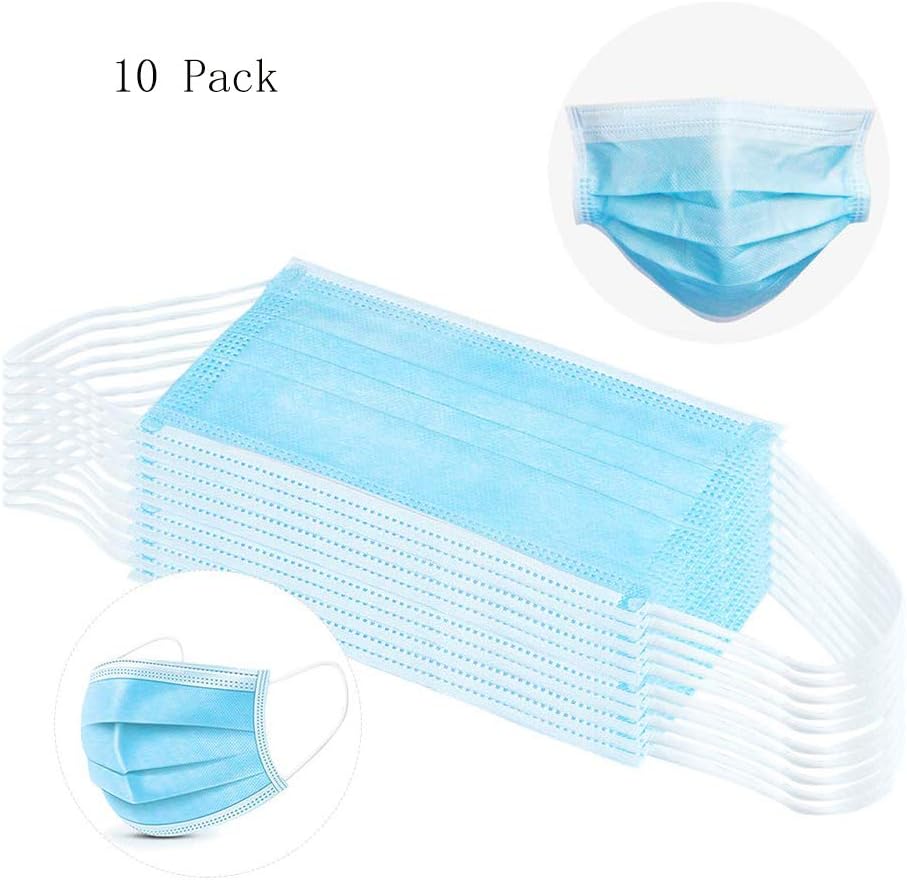 10PCS Disposable Face Masks, 3-Ply Earloop Mouth Mask