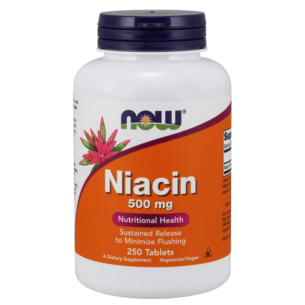 NOW Supplements, Niacin (Vitamin B-3) 500 mg,  Sustained Release, Nutritional Health, 100 Tablets not 250 Tablets