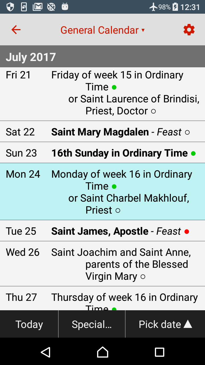 Catholic Calendar from UniversalisAmazon.itAppstore for Android