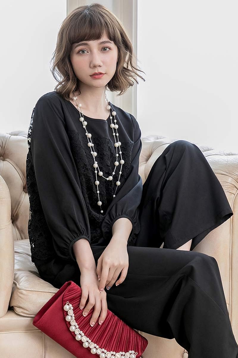 Amazon パンツドレス パーティードレス パンツ セットアップ レディース パンツスーツ 大きいサイズ 袖あり パンツドレス 2点セット アンサンブル スーツ レディース フォーマル シンプル パンツスーツ 通販