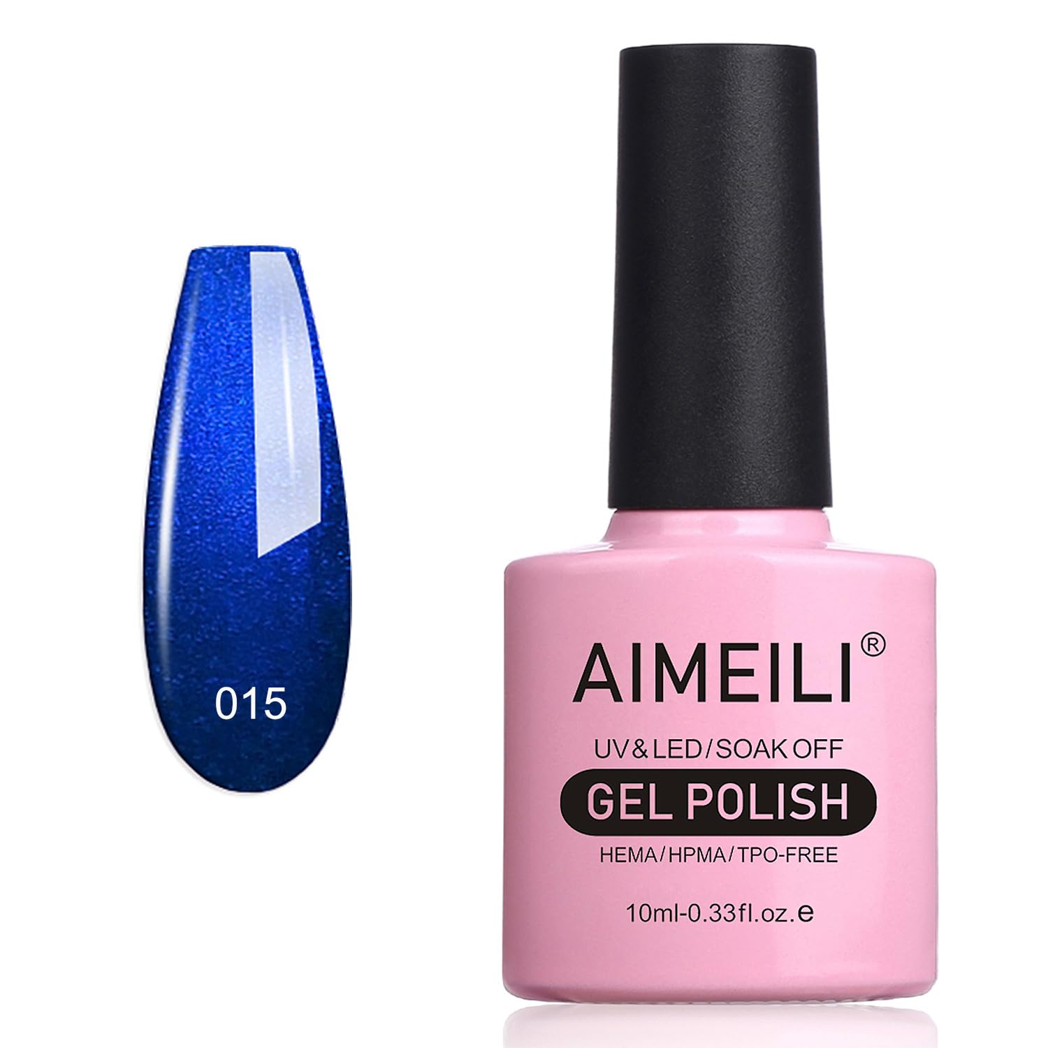 AIMEILI Soak Off UV LED Royal Blue Gel Nail Polish Shimmer - Midnight Swim (015) 10ml