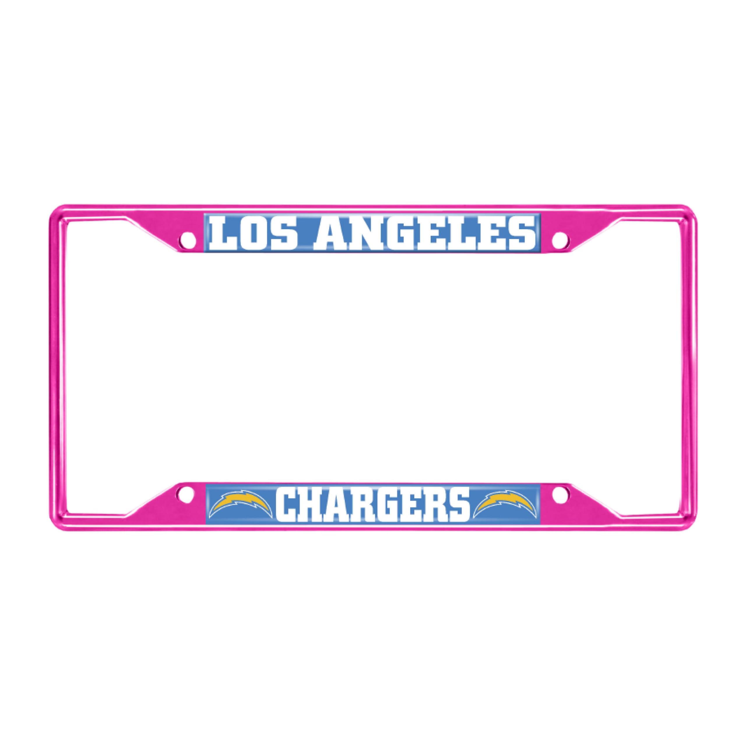 Photo 1 of FANMATS 43446 NFL - Los Angeles Chargers License Plate Frame - Pink – Easy Installation on Truck, SUV, Car - Ideal Gift for Die Hard NFL Fan