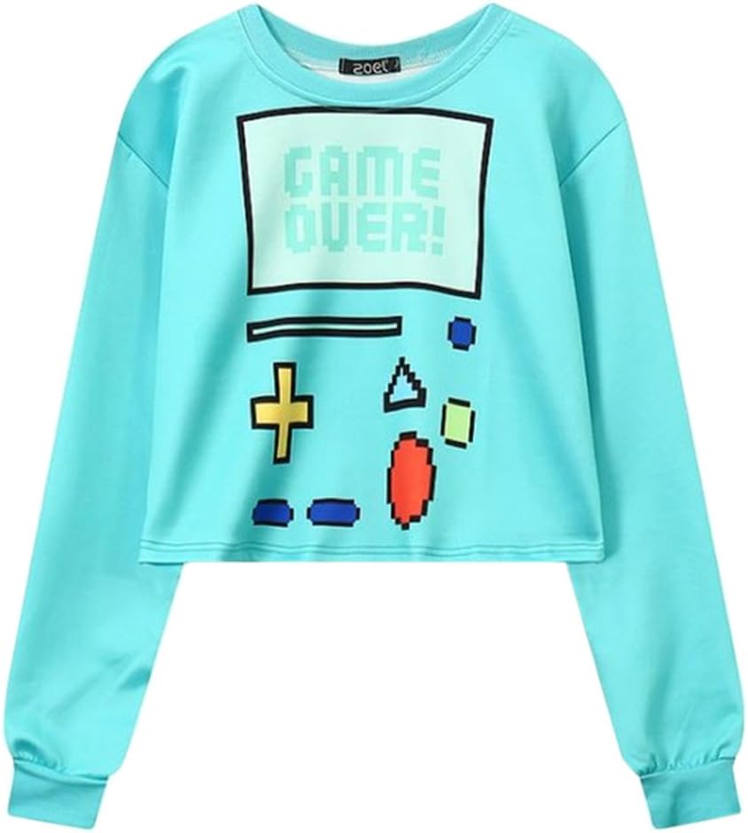FashiononlyWomen Sweatshirt Striped Patchwork Short Pullovers Long Sleeve Harajuku Fashion