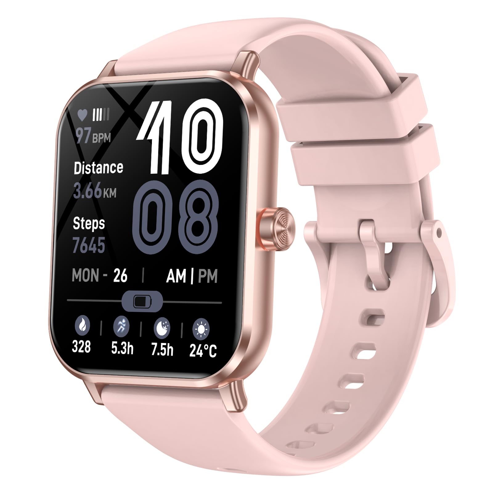 Photo 1 of Smart Watch, 1.83" HD Smartwatch for Men Women with 120 Sports Modes, Bluetooth Call & Make Call, Health, Fitness & Sleep Tracker, Timer, 3 ATM Water-Resistance, Fitness Watch for Android/iOS, Pink