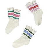 PLZSITDOWN Women Striped Retro Novelty Socks Slouch Socks Athletic Calf Tube Cotton Socks