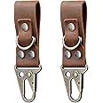diodrio EDC Leather Strap Keychain Holder, Heavy Duty Belt Clip Key Ring Fob Holder. 2 per Pack.