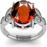 LMDPRAJAPATIS 8.25 Carat Natural AA+ Quality Gomed/Garnet Gemstone German Silver Adjustable Ring For Men And Women