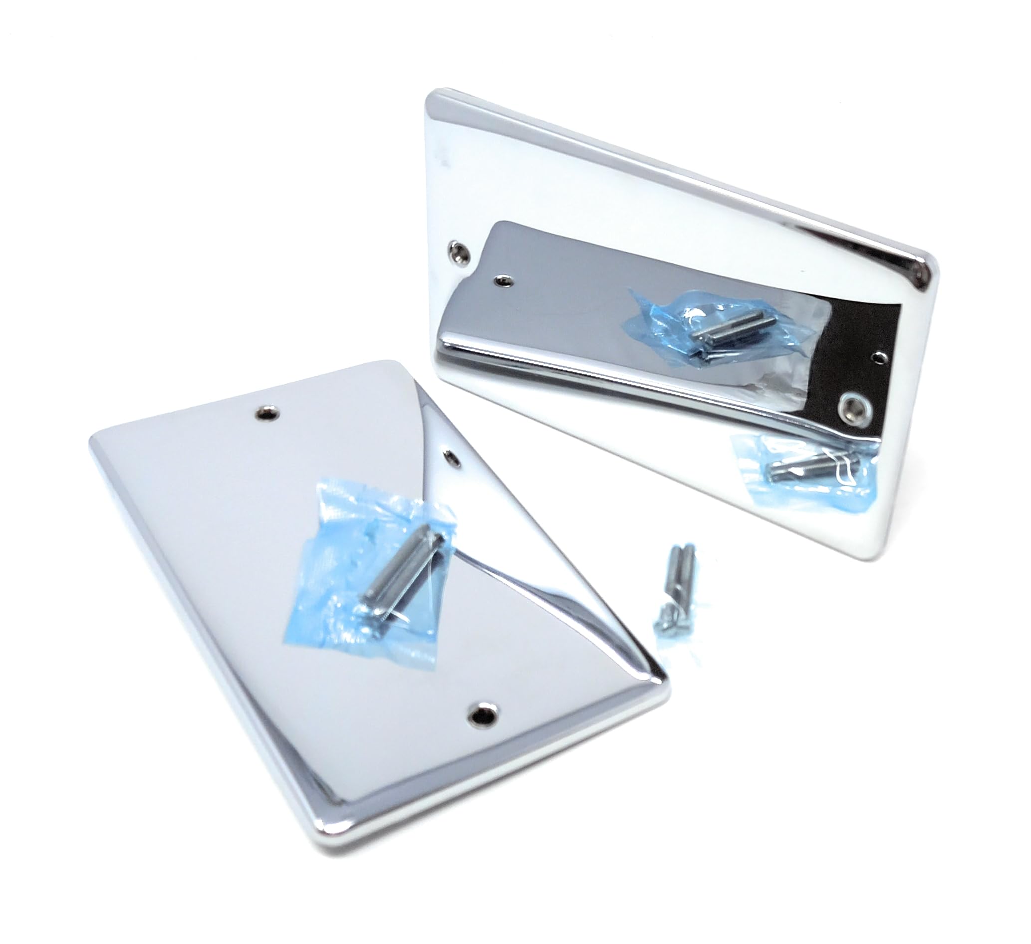 2pcs. Double Two Gang Blanking Plate, Wall Faceplate, Cover for Electrical Sockets, Screws Included Chrome, Set of 2