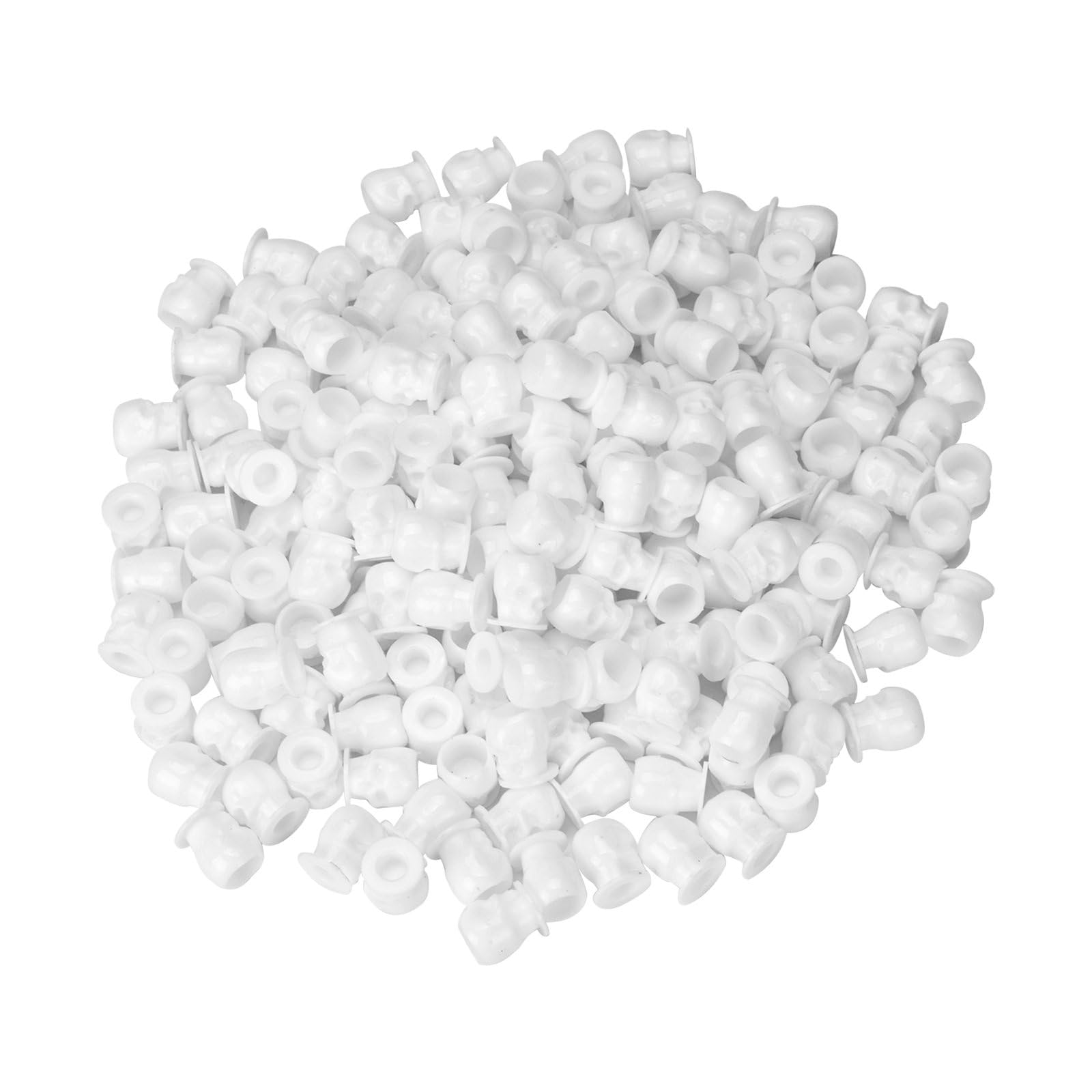 BAMTTOO 200pcs Disposable Tattoo Pigment Ink Cups Skull Tattoo Ink Cups For Tattoo Permanent Makeup Container Cap Tattoo Accessory Tattoo Kits (White)