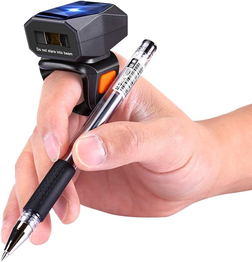 Point-of-Sale (POS) Equipment - Eyoyo 1D Bluetooth Wearable Ring Barcode Scanner, Portable Mini Finger Bar Code Reader with 2.4G Wireless & USB Wired Connection for iPhone Android iOS, for Book, Warehouse Inventory, Express