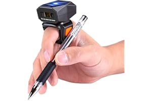 Eyoyo 1D Bluetooth Wearable Ring Barcode Scanner, Portable Mini Finger Bar Code Reader with 2.4GHz Wireless & USB Wired Connection for iPhone iPad Android iOS, for Book, Warehouse Inventory, Express