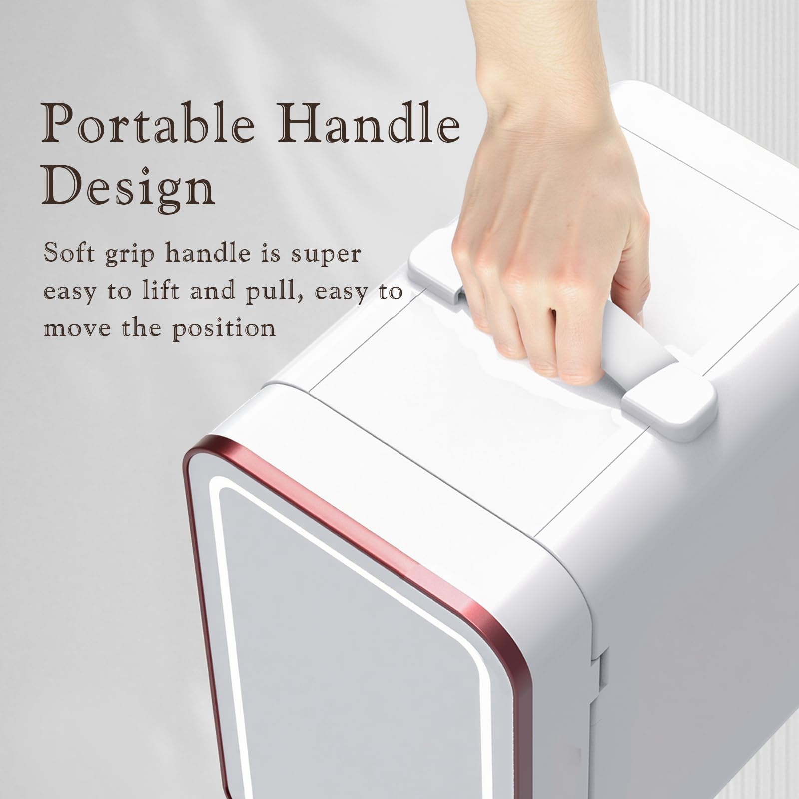 Skincare Fridge, 6L/10 Can Mini Fridge for Bedroom with Dimmable LED Mirror, Portable Cooler & Warmer Small Compact Refrigerator for Skincare, Cosmetics, Bedroom and Office, White