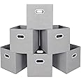 MAX Houser Fabric Storage Bins Cubes Baskets Containers with Dual Plastic Handles for Home Closet Bedroom Drawers Organizers (Cattail Gray)