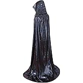 GRAJTCIN Women Sequin Cape Shiny Hooded Cape Full Length Glitter Cloak Mardi Gras Halloween Christmas Disco Party Costume