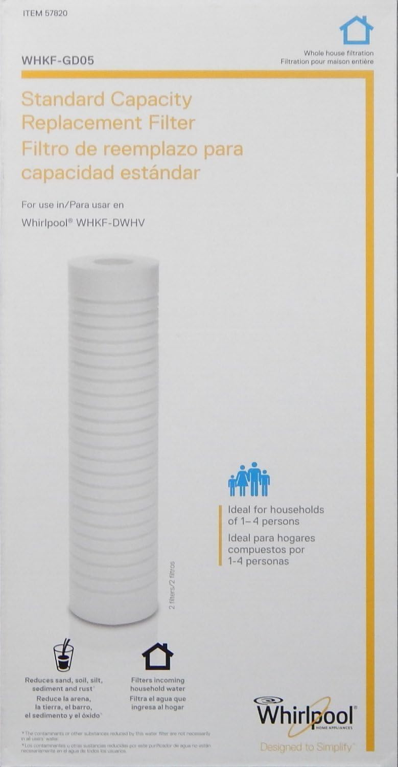 WHIRLPOOL Standard Capacity Whole House Filtration Replacement Filter (2 Pack) WHKF-GD05 (Packaging May Vary): Home & Kitchen