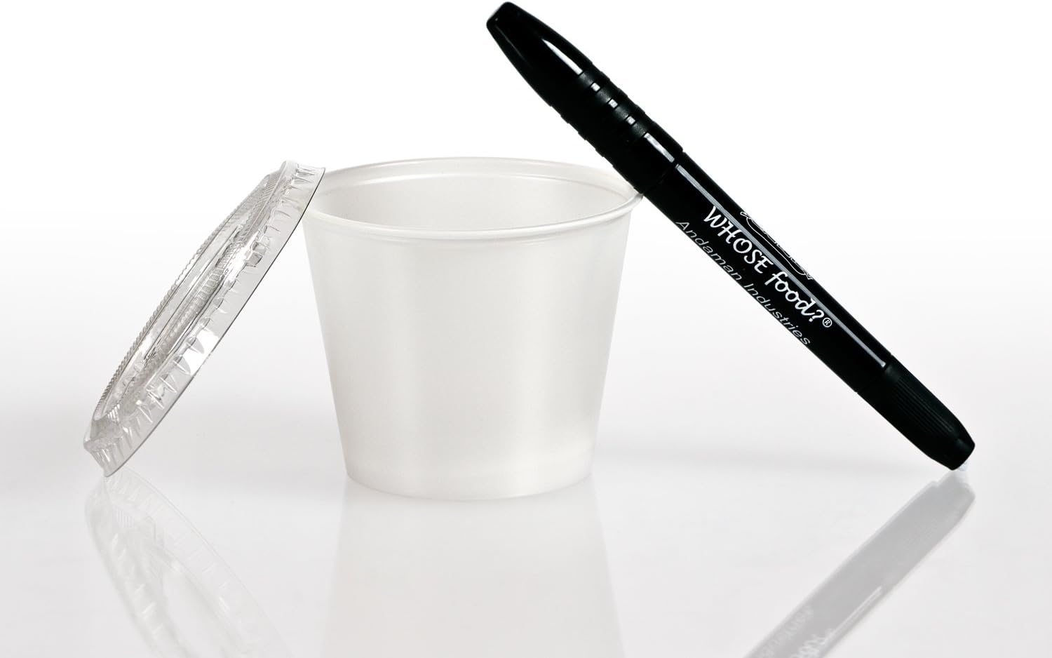 Solo 0.5 oz Portion Container & Lid (250ct) – Restaurant/Take-Out Style Clear Plastic Side Dish Cups - Bundled with WhoseFood? Pen – for Ketchup, Sauces, Samples, Portion Control, Jello Shots