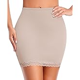 DERCA Half Slips for Women Under Dress Non Cling Lace Trim Slip Skirt Above Knee Underskirt for Dresses
