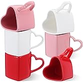 Domensi 6 Pcs Valentines Day Heart Shaped Mugs Ceramic Red Heart Coffee Cup 11.8 oz Valentine Love Tea Mug Gift with Handle for Romantic Valentines Wedding Anniversary Couple Lover Decorationsi