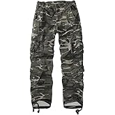 Sobrisah Camo Pants for Womens Casual Cargo Jeans Cotton Mid Rise Baggy Y2K Travel Streetwear with 9 Pockets
