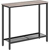 HOOBRO 29.5" Narrow Console Table, Small Entryway Table, 2 Tier Sofa Table | Thin Behind Couch Table with Shelf, Display Side Table, for Hallway, Living Room, Bedroom, Greige and Black BG74XG01
