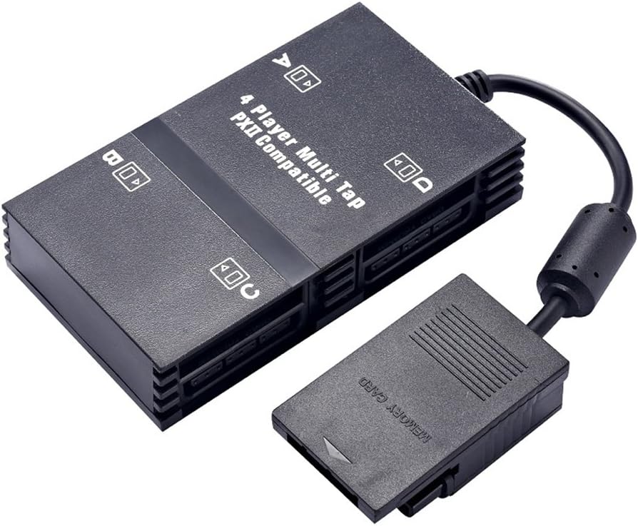 XFUNY® Multitap for PS2, 4 Player MultiTap Adapter Connector for Sony