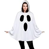 Oskiner Ghost Costume for Adult,Soopky Easy Halloween Costume for Women | Adult Ghost Costume,White Ghost Poncho for Women,Boo Ghostface Design,Last Minute Adult Halloween Costumes